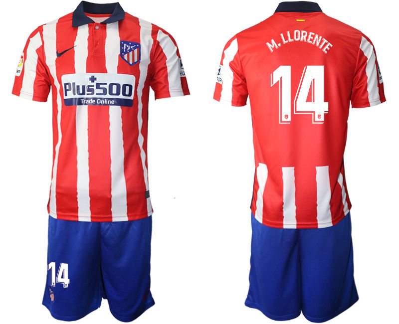 Men 2020-2021 club Atletico Madrid home #14 red Soccer Jerseys